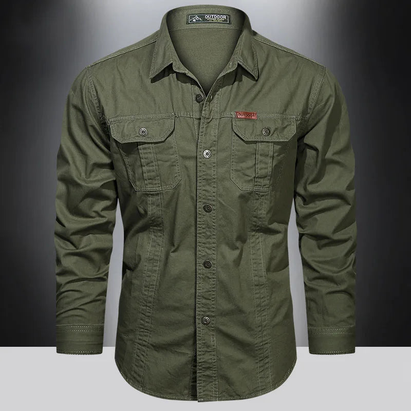 Camisa de manga larga con múltiples bolsillos para hombre Vanthea
