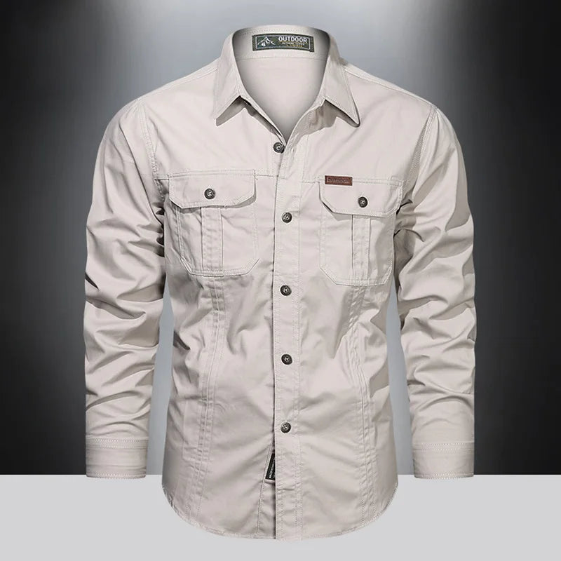 Camisa de manga larga con múltiples bolsillos para hombre Vanthea